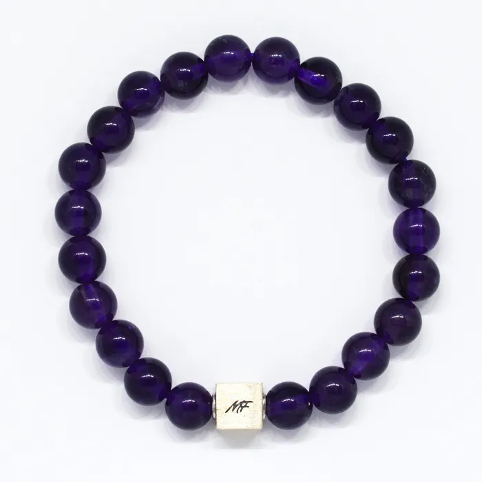 Bracelets Mystic Flavia Amethyst Stone Infinity Silver Bead Bracelet 8 MM