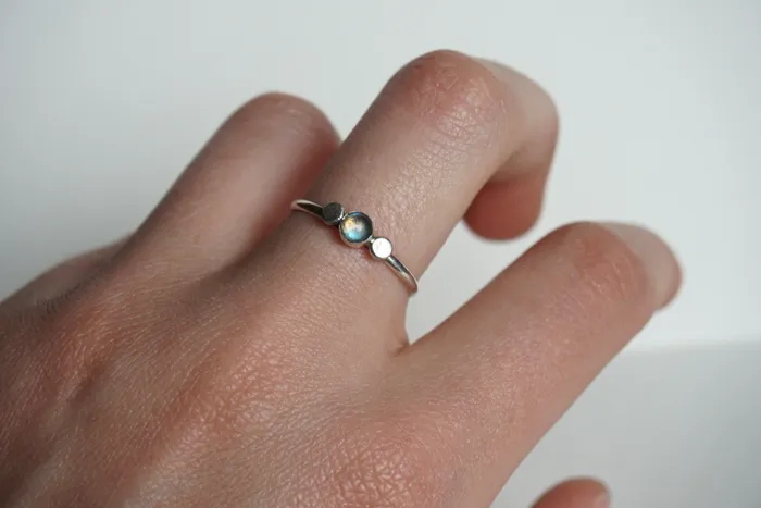 Briana Harrison Rings Sterling silver stacker ring with labradorite