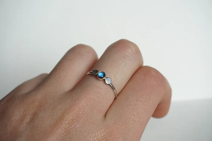 Briana Harrison Rings Sterling silver stacker ring with labradorite