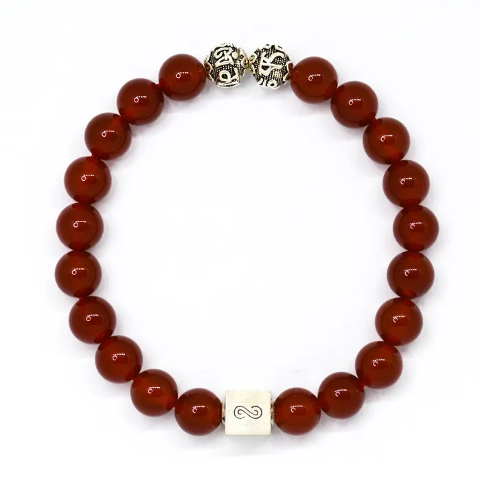 Carnelian Infinity Round Silver Bracelet 8 MM Mystic Flavia Bracelets