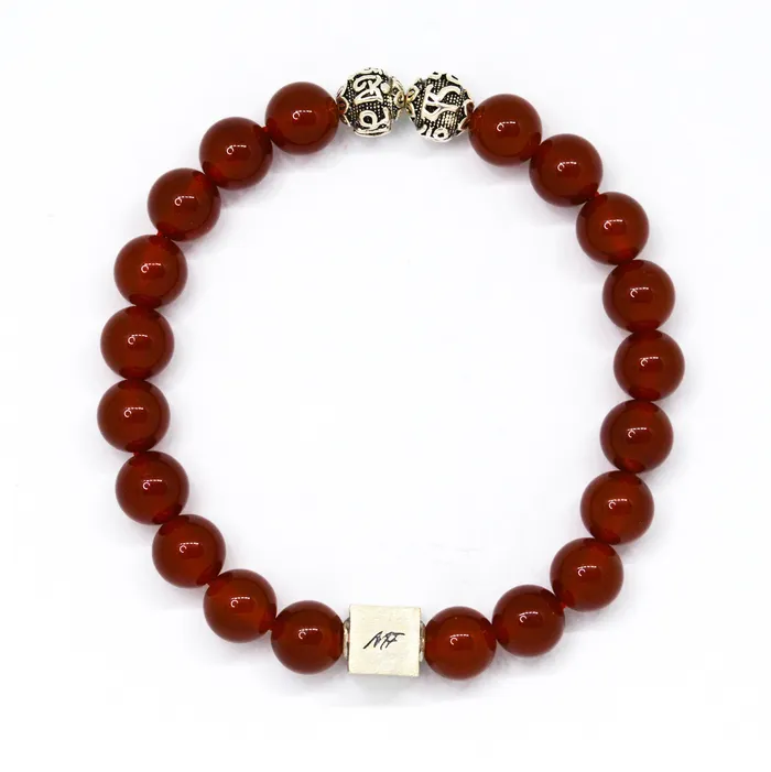 Carnelian Infinity Round Silver Bracelet 8 MM Mystic Flavia Bracelets