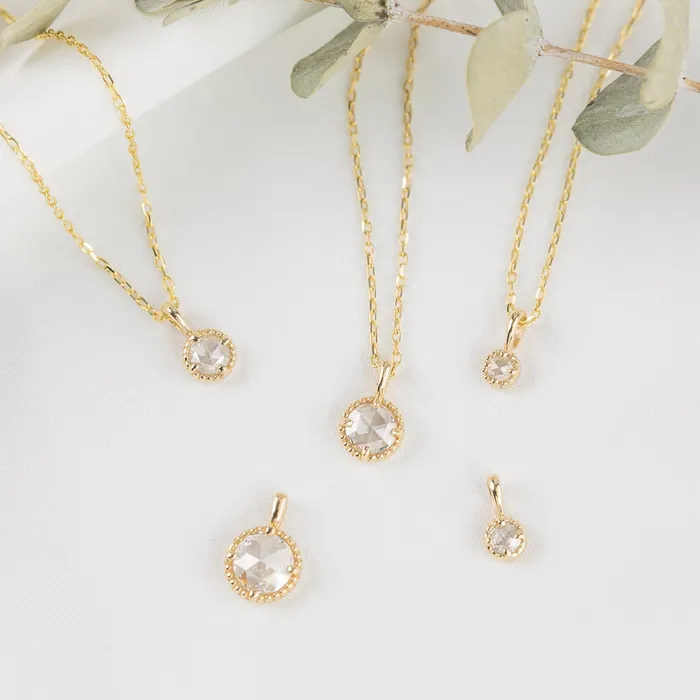 Charm Necklaces Envero Jewelry Rose Cut Diamond Dahlia Charm