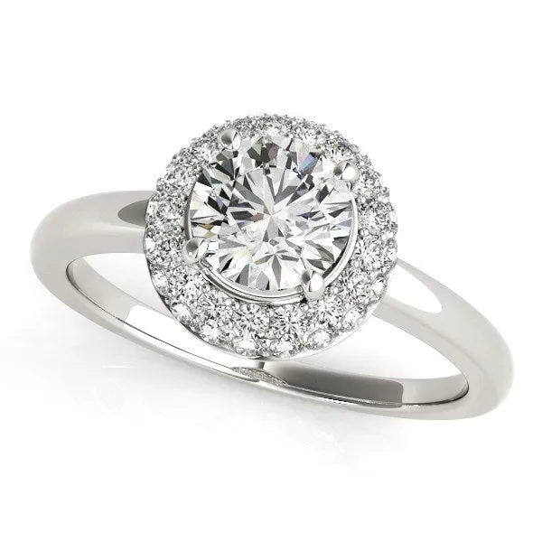 Diamond Engagement Ring with Pave Halo Stones in 14k White Gold 1 38 cttw MayaMila Rings Diamond Engagement Ring with Pave Halo Stones in 14k White Gold 1 38 cttw MayaMila Rings