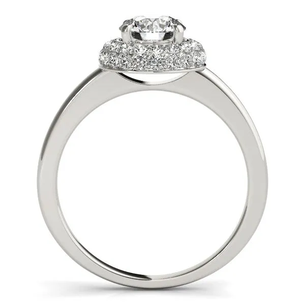 Diamond Engagement Ring with Pave Halo Stones in 14k White Gold 1 38 cttw MayaMila Rings