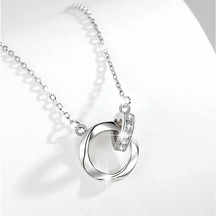 Double Mobius Circle Necklace in Sterling Silver Shineofdiamond Necklaces