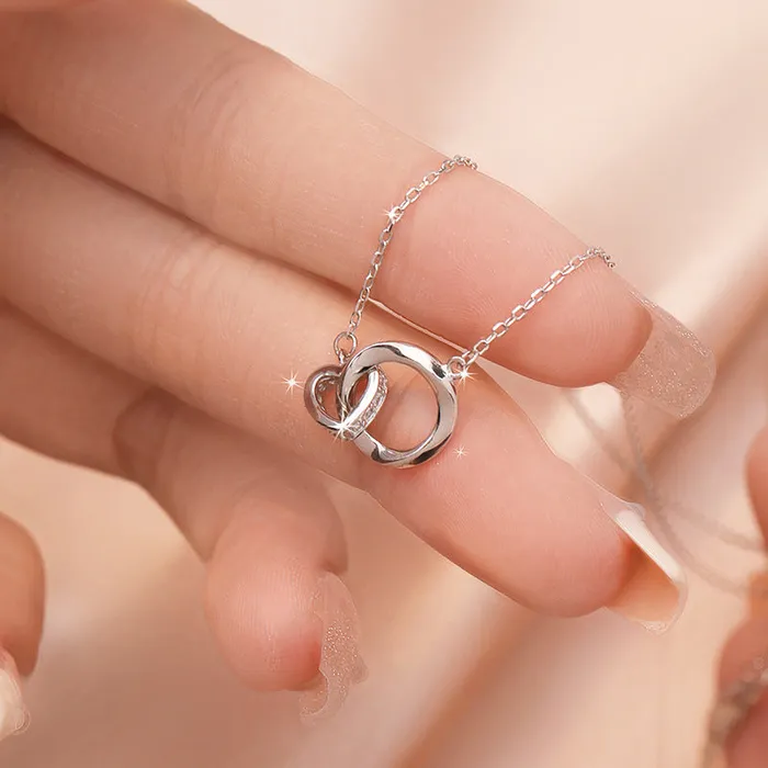 Double Mobius Circle Necklace in Sterling Silver Shineofdiamond Necklaces