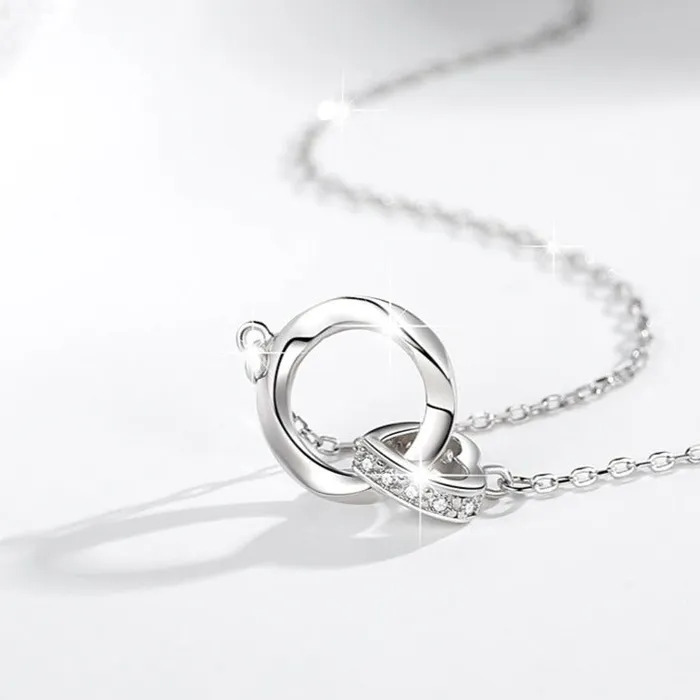 Double Mobius Circle Necklace in Sterling Silver Shineofdiamond Necklaces