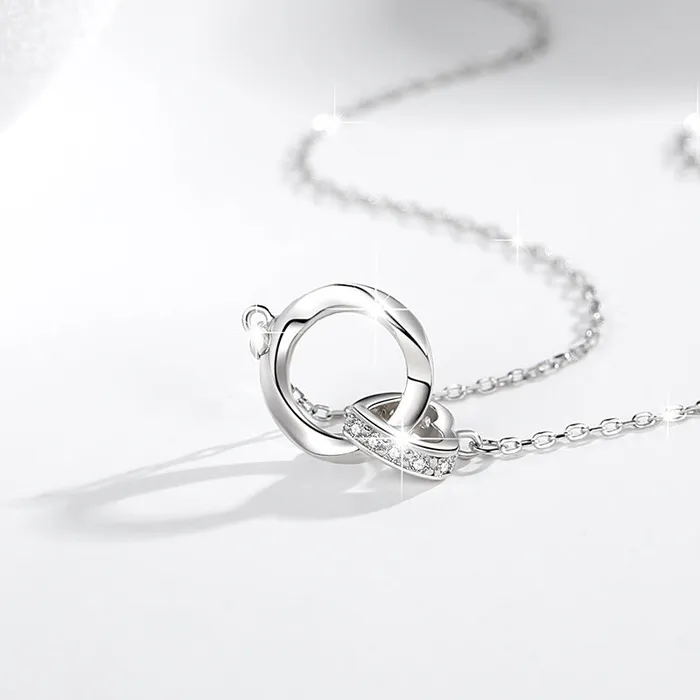 Double Mobius Circle Necklace in Sterling Silver Shineofdiamond Necklaces