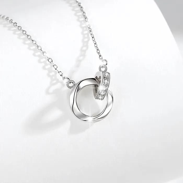 Double Mobius Circle Necklace in Sterling Silver Shineofdiamond Necklaces