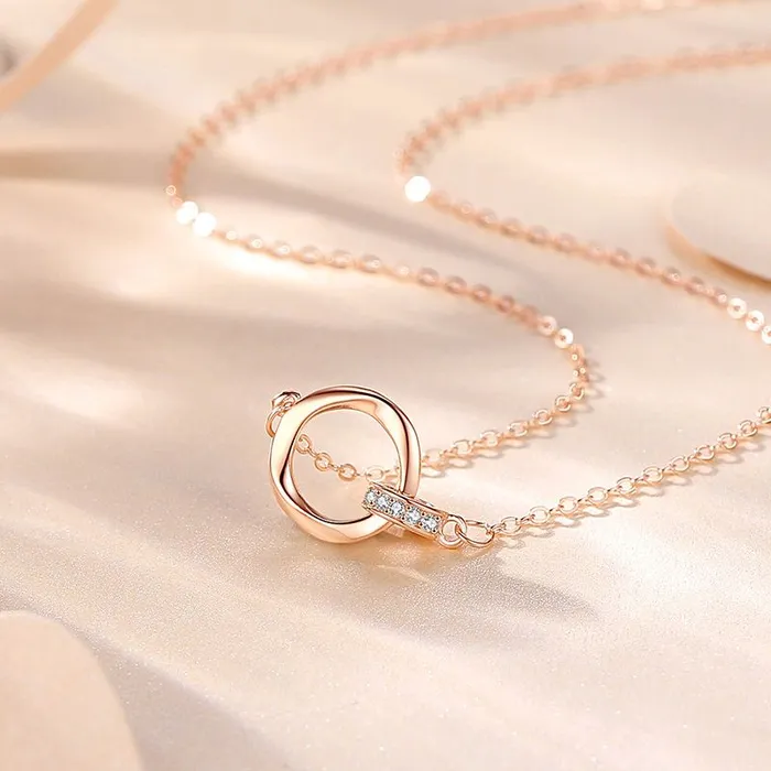 Double Mobius Circle Necklace in Sterling Silver Shineofdiamond Necklaces
