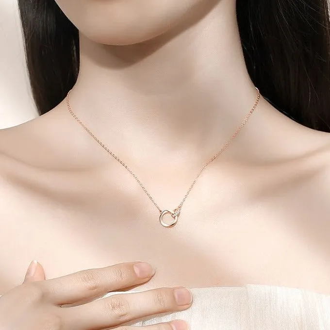 Double Mobius Circle Necklace in Sterling Silver Shineofdiamond Necklaces
