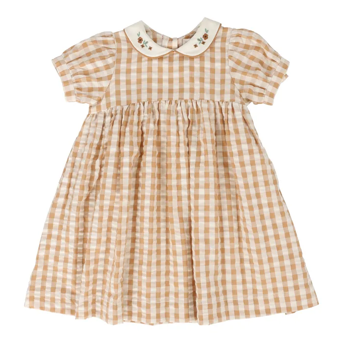 Earrings Analogie Analogie Gingham Dress Short Sleeve Golden