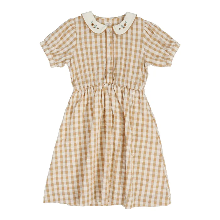 Earrings Analogie Analogie Gingham Dress Short Sleeve Golden