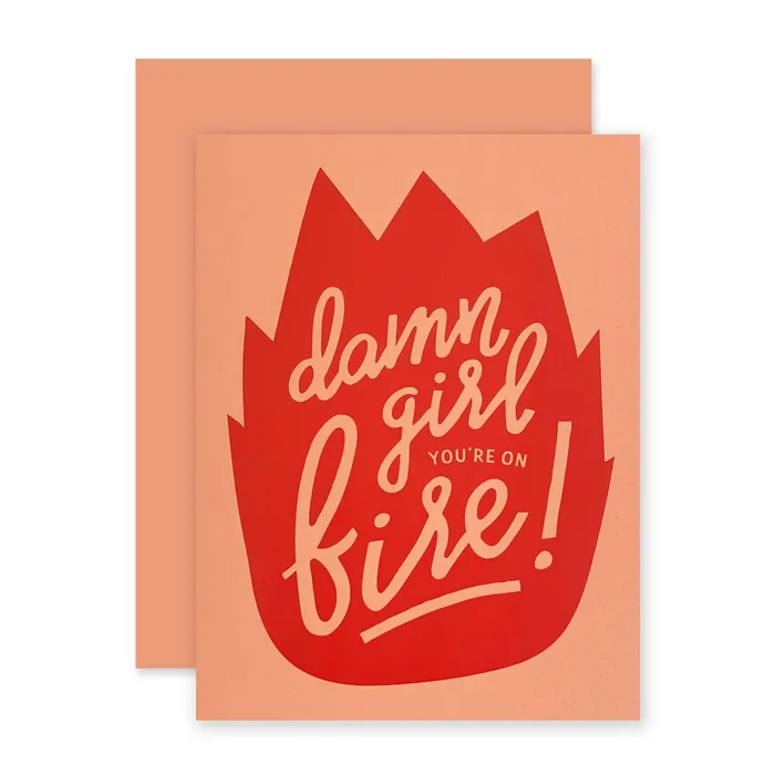 Earrings Girl On Fire Greeting Card The Social Type