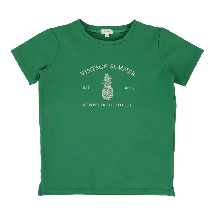 Earrings Lil Legs Boys Print TShirt Short Sleeve Green Vintage Contrast Collection Lil Legs