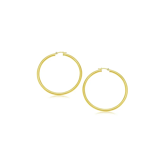Earrings MayaMila 10k Yellow Gold Polished Hoop Earrings 15 mm