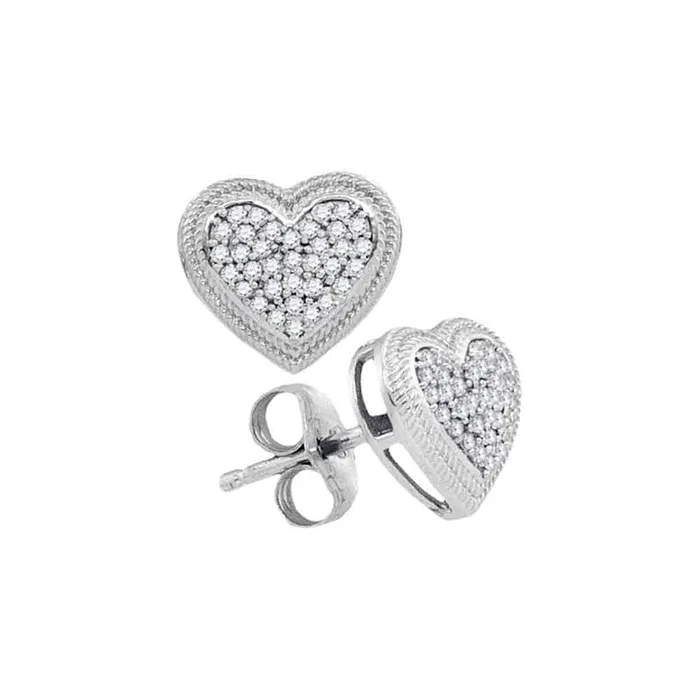 Earrings mayamila 10kt White Gold Womens Round Diamond Heart Cluster Earrings 15 Cttw Earrings mayamila 10kt White Gold Womens Round Diamond Heart Cluster Earrings 15 Cttw