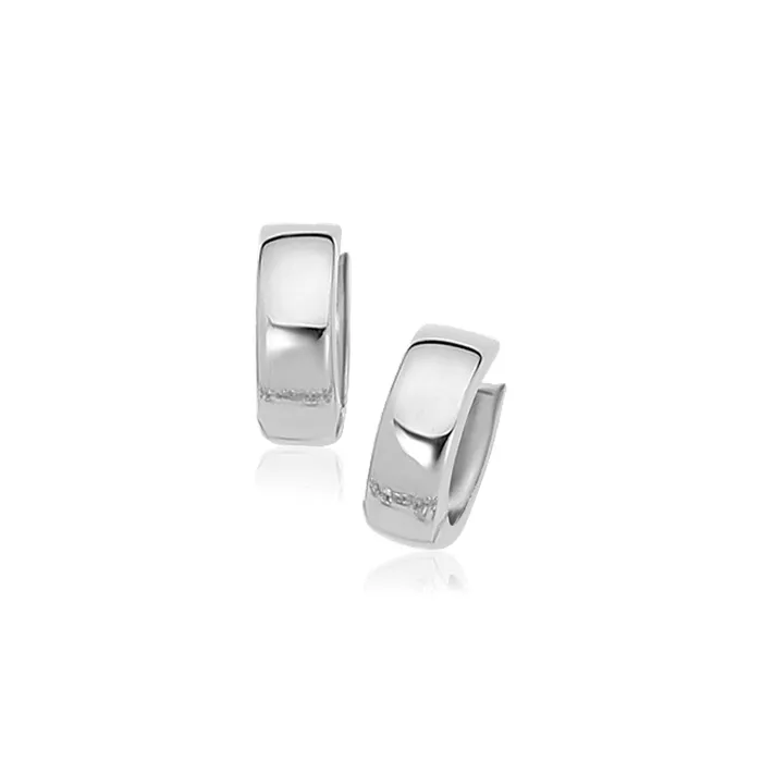 Earrings MayaMila 14k White Gold Snuggable Hoop Earrings