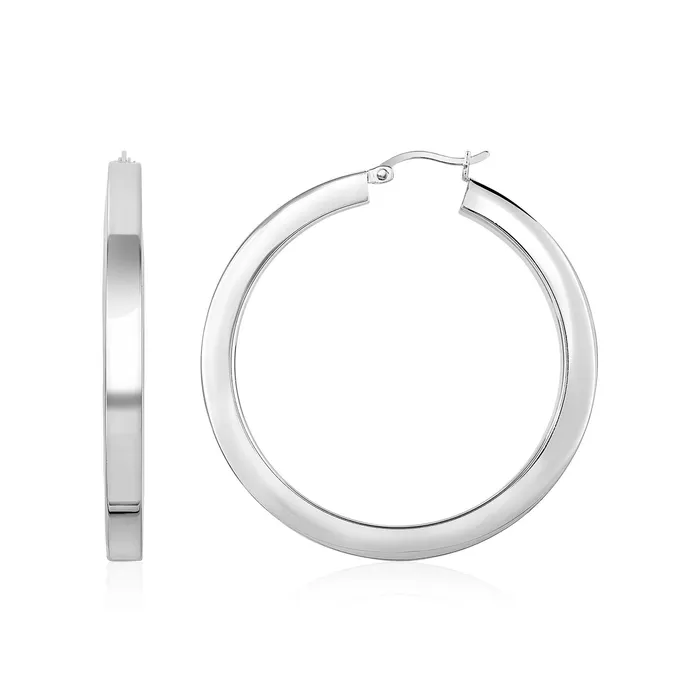 Earrings MayaMila High Polish Tube Hoop Earrings in Sterling Silver