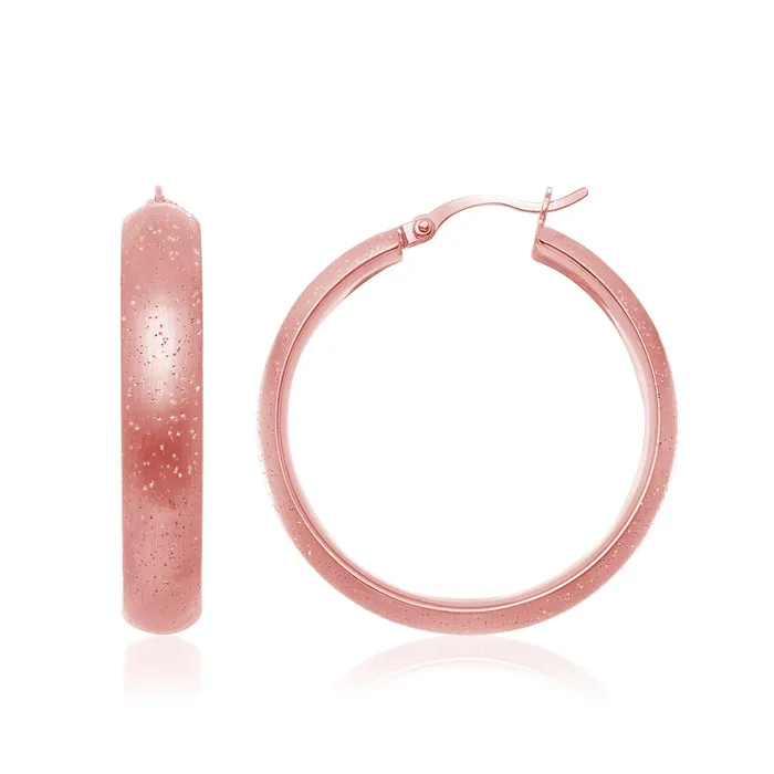Earrings MayaMila Sterling Silver Rose Plated Stardust Round Shape Hoop Earrings Earrings MayaMila Sterling Silver Rose Plated Stardust Round Shape Hoop Earrings