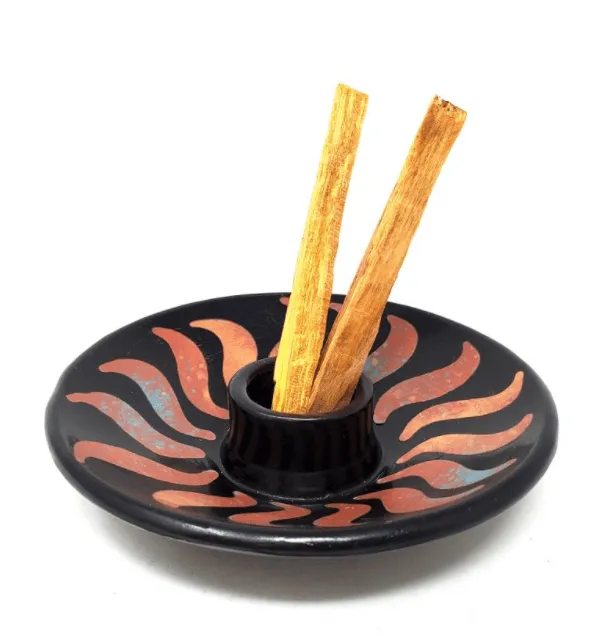 Earrings New Age Imports Inc Ceramic Burner Peruvian 5 inches deep Black and Brown Sun Pattern Earrings New Age Imports Inc Ceramic Burner Peruvian 5 inches deep Black and Brown Sun Pattern
