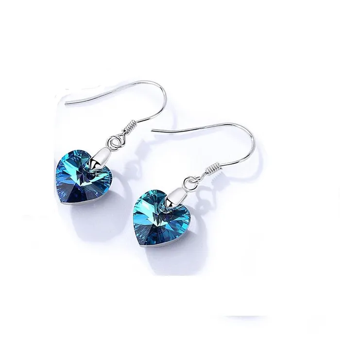 Earrings Ocean Blue Rhinestone Crystal Silver Earrings Mystic Flavia