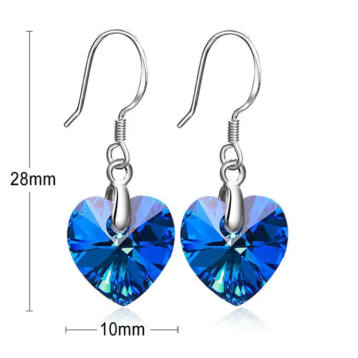 Earrings Ocean Blue Rhinestone Crystal Silver Earrings Mystic Flavia