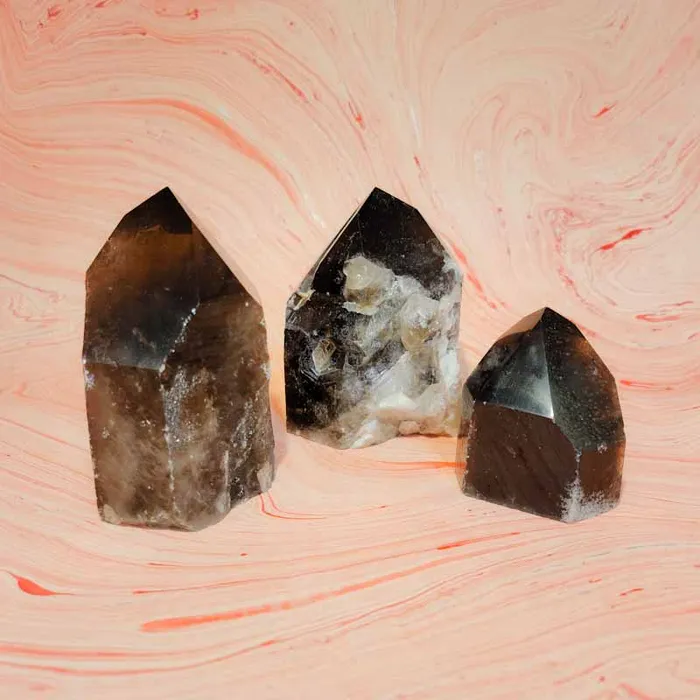 Earrings Spiral Circle Smokey Quartz Tower