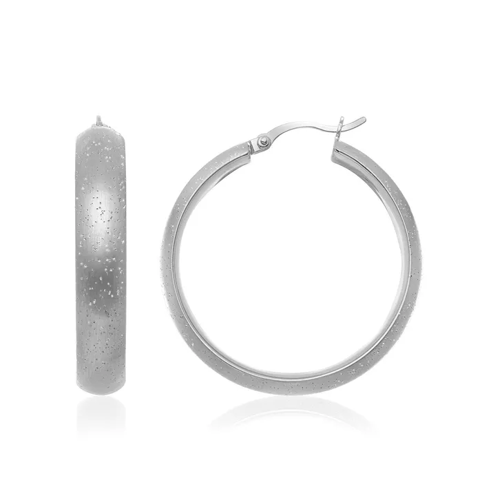 Earrings Sterling Silver Stardust Round Shape Hoop Earrings MayaMila