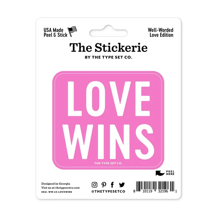 Earrings The Type Set Co Love Wins Vinyl Sticker