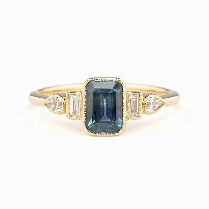 Envero Jewelry Edith Ring Blue Montana Sapphire 14k Yellow Gold One of a kind Rings