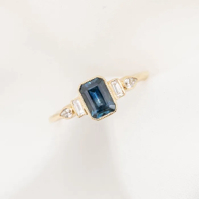 Envero Jewelry Edith Ring Blue Montana Sapphire 14k Yellow Gold One of a kind Rings Envero Jewelry Edith Ring Blue Montana Sapphire 14k Yellow Gold One of a kind Rings