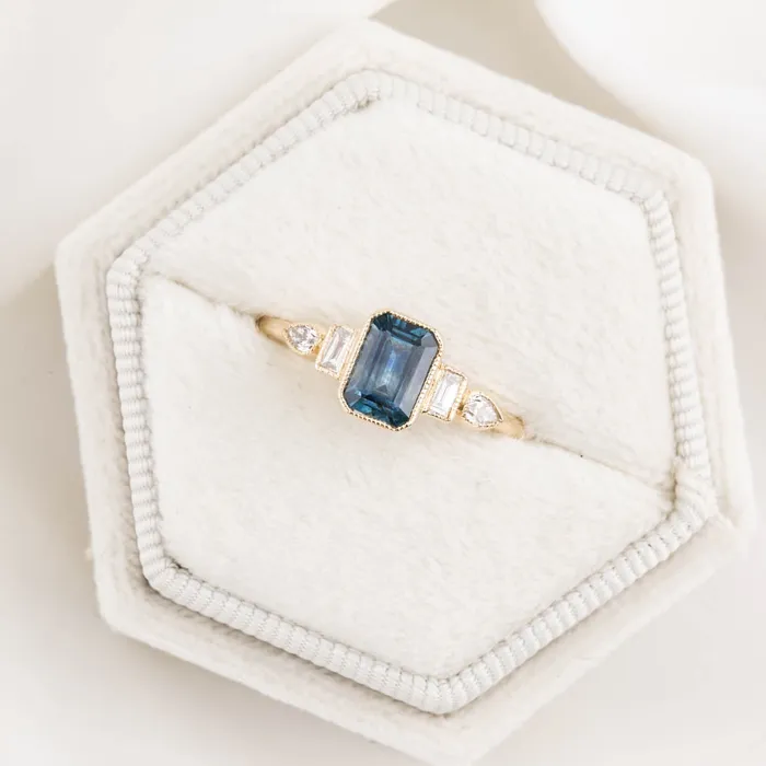 Envero Jewelry Edith Ring Blue Montana Sapphire 14k Yellow Gold One of a kind Rings Envero Jewelry Edith Ring Blue Montana Sapphire 14k Yellow Gold One of a kind Rings