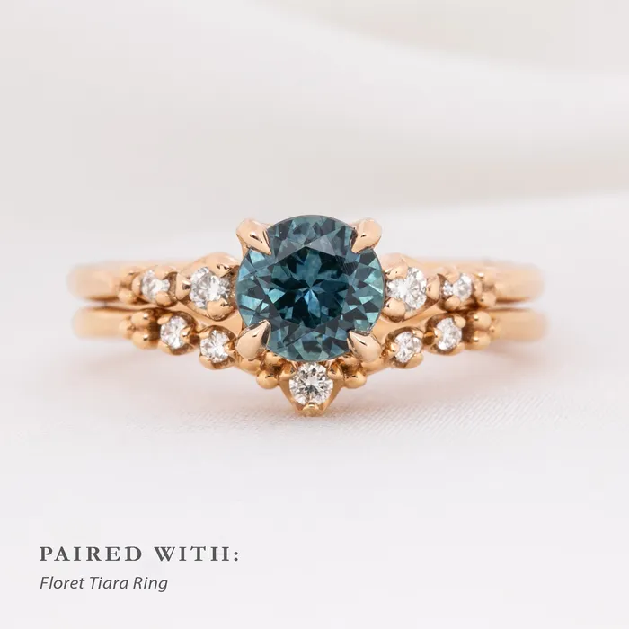 Envero Jewelry Rings Estel Fleur Four Prongs Ring Teal Blue Green Montana Sapphire 14k Rose Gold One of a Kind Envero Jewelry Rings Estel Fleur Four Prongs Ring Teal Blue Green Montana Sapphire 14k Rose Gold One of a Kind