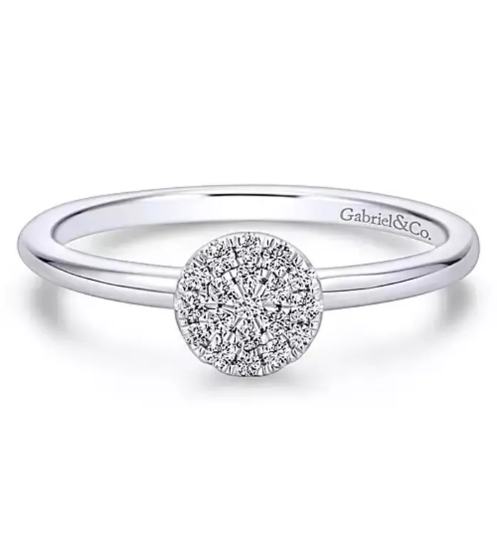 GABRIELCO14k White Gold Classic Round Diamond Pav Ring GABRIEL CO Rings
