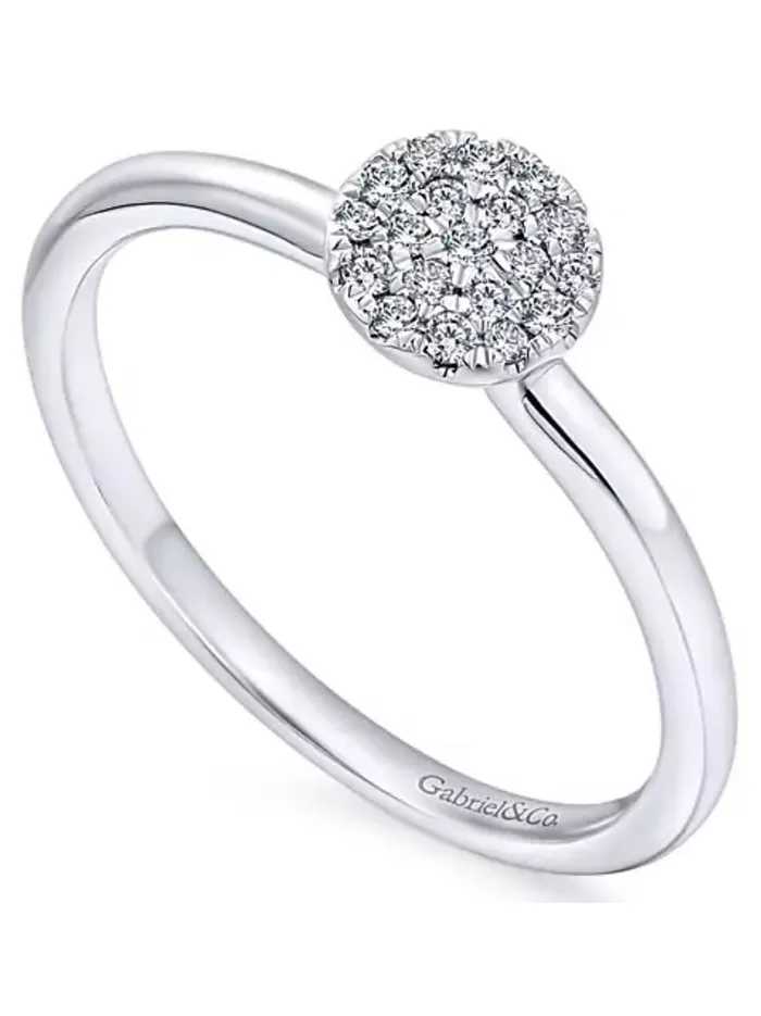GABRIELCO14k White Gold Classic Round Diamond Pav Ring GABRIEL CO Rings