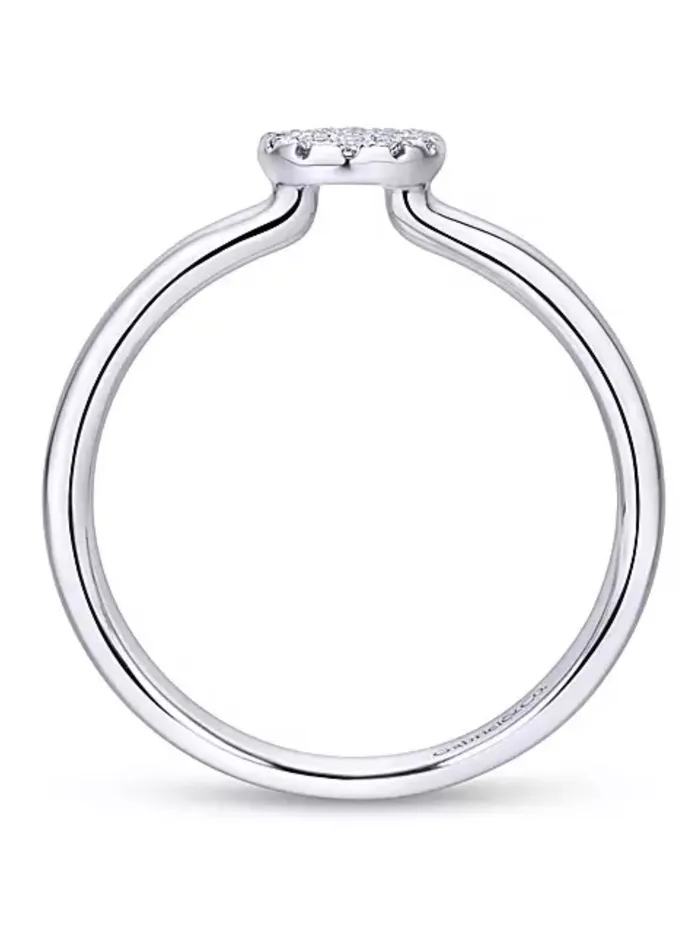 GABRIELCO14k White Gold Classic Round Diamond Pav Ring GABRIEL CO Rings