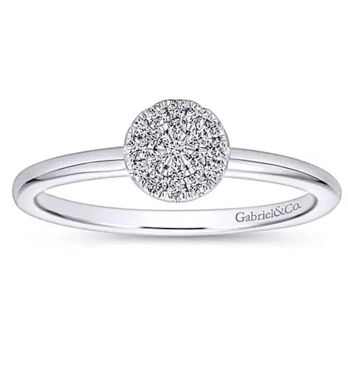 GABRIELCO14k White Gold Classic Round Diamond Pav Ring GABRIEL CO Rings