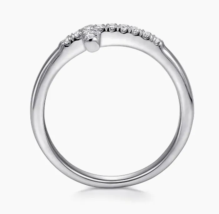 GABRIEL CO Rings GABRIELCo14K White Gold Sideways Diamond Cross Ring LR50221W45JJ