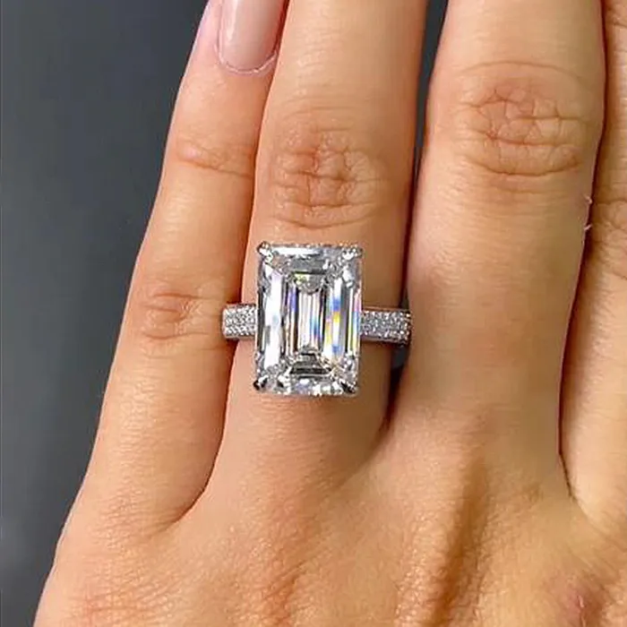 Gorgeous Emerald Cut Sterling Silver Engagement Ring Shineofdiamond Rings Gorgeous Emerald Cut Sterling Silver Engagement Ring Shineofdiamond Rings
