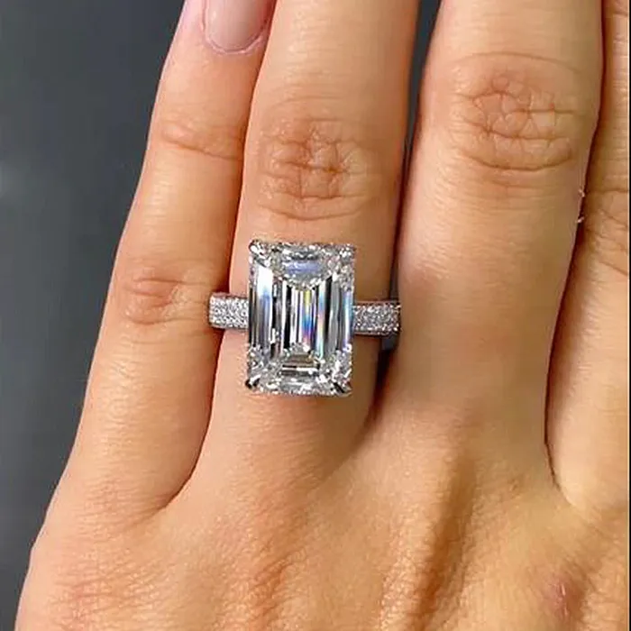Gorgeous Emerald Cut Sterling Silver Engagement Ring Shineofdiamond Rings Gorgeous Emerald Cut Sterling Silver Engagement Ring Shineofdiamond Rings