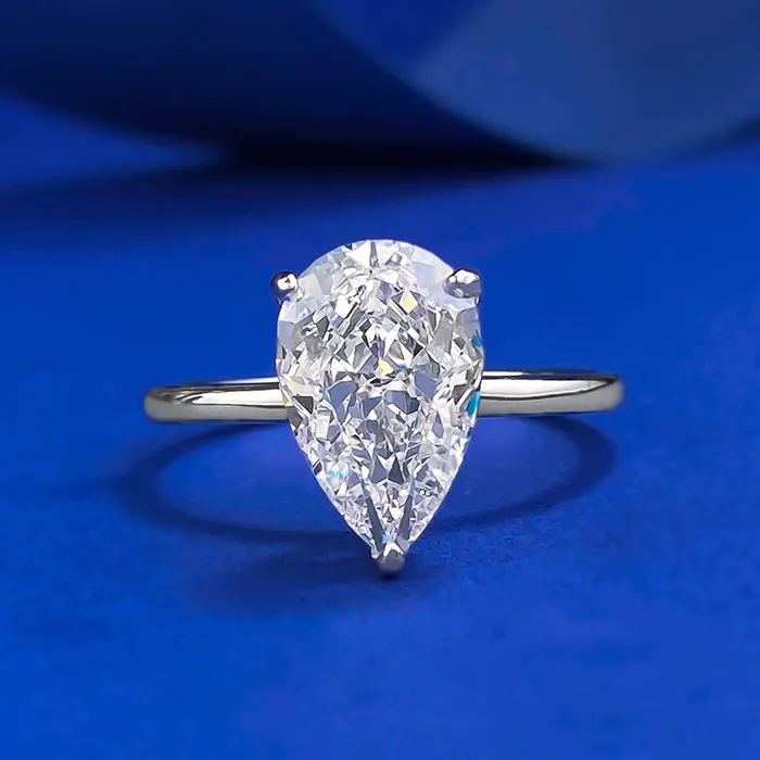 Gorgeous Pear Cut Sterling Silver Engagement Ring Shineofdiamond Rings