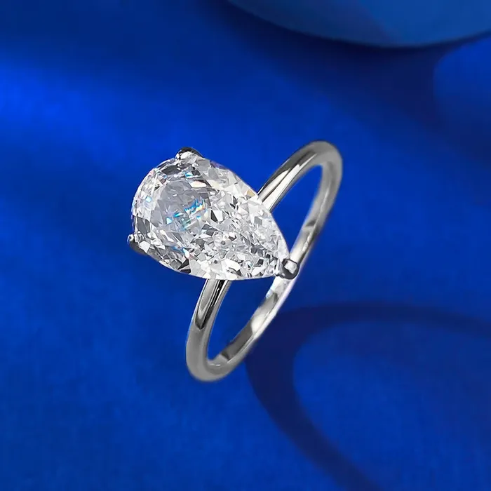 Gorgeous Pear Cut Sterling Silver Engagement Ring Shineofdiamond Rings