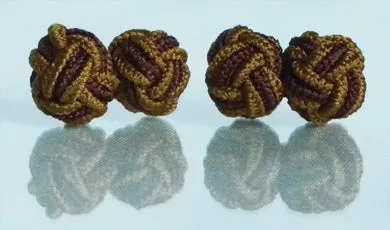 Head Shoulders Toes and Bows Caramel Brown Silk Knot Cufflinks Rings