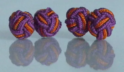 Head Shoulders Toes and Bows Rings Purple Orange Silk Knot Cufflinks