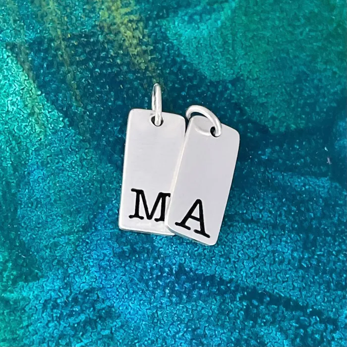 HeidiJHale Designs Charm Necklaces Sterling Silver Rectangle Initial Charm