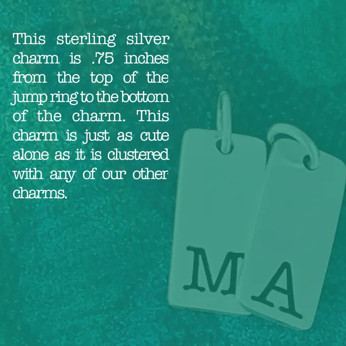 HeidiJHale Designs Charm Necklaces Sterling Silver Rectangle Initial Charm HeidiJHale Designs Charm Necklaces Sterling Silver Rectangle Initial Charm