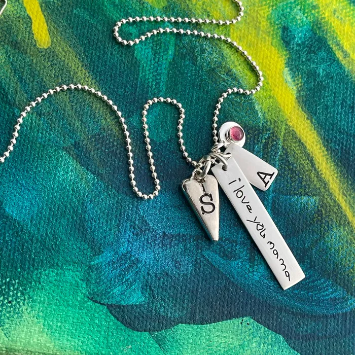 HeidiJHale Designs Charm Necklaces Sterling Silver Rectangle Initial Charm HeidiJHale Designs Charm Necklaces Sterling Silver Rectangle Initial Charm