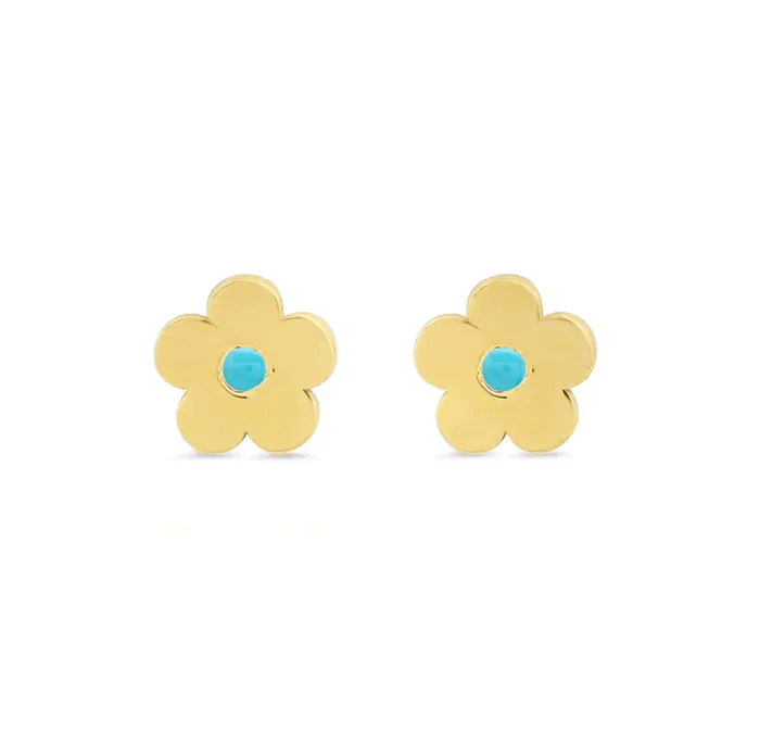 Jennifer Meyer Rings Mini Daisy with Turquoise Center Studs