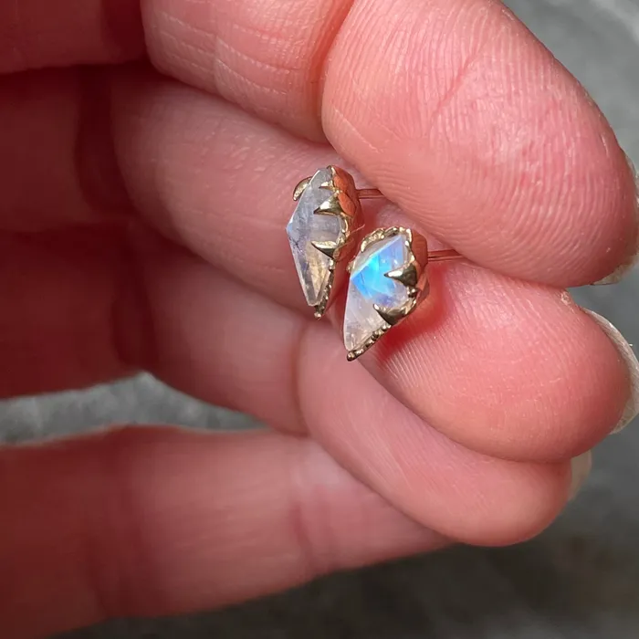 Karch Wolfe Earrings Mystical Studs Moonstone